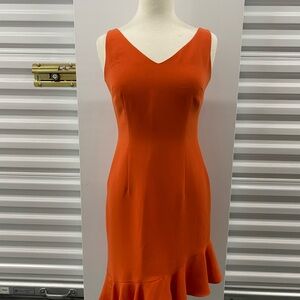 Elegant Orange Sleeveless Dress